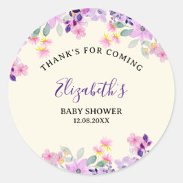 Cute Purple and Pink Spring Flowers ラウンドシール