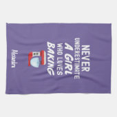 Cute Purple Baking Gift For Kids Little Girl Baker キッチンタオル (横)