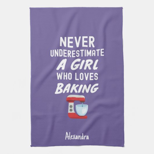 Cute Purple Baking Gift For Kids Little Girl Baker キッチンタオル (縦)