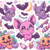 Cute purple bats halloween candy シール (正面)