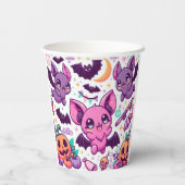 Cute purple bats halloween candy 紙コップ (裏面)