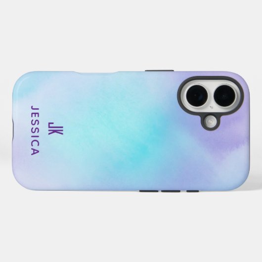 Cute Purple Blue Ombre Personalized Name Case-Mate iPhoneケース (裏面 (横))