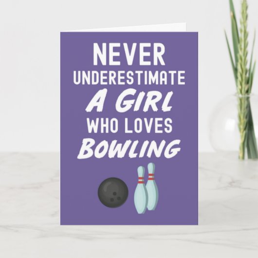Cute Purple Bowling Cards For Baby Girls Kids  カード (正面)