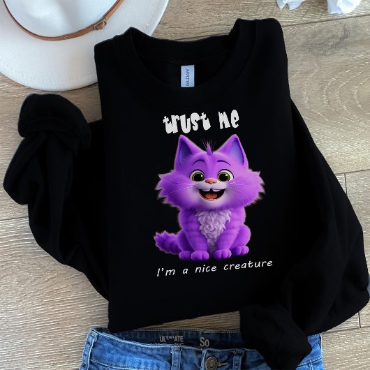 Cute Purple Cat | Trust Me I'm a Nice Creature スウェットシャツ