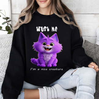 Cute Purple Cat | Trust Me I'm a Nice Creature  スウェットシャツ