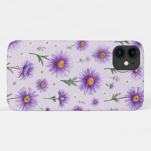 Cute Purple Daisies Floral Aesthetic Phone Case Case-Mate iPhoneケース (裏面(横))