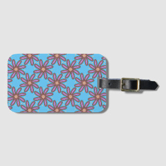 Cute Purple Daisies On Blue ラゲッジタグ