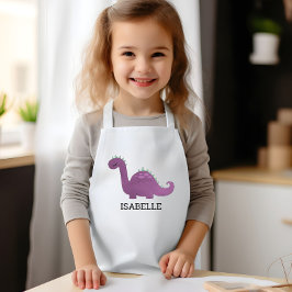 Cute Purple Dinosaur Personalized 子供用エプロン