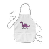 Cute Purple Dinosaur Personalized 子供用エプロン (正面)