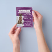 Cute Purple Dog Walker Flyer with Swirls Banner チラシ (手)