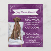 Cute Purple Dog Walker Flyer with Swirls Banner チラシ (正面)