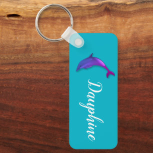 Cute purple dolphin - add name キーホルダー