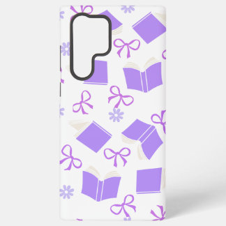 Cute Purple Dreamy Books & Bows Pattern Samsung Galaxy S22 Ultraケース