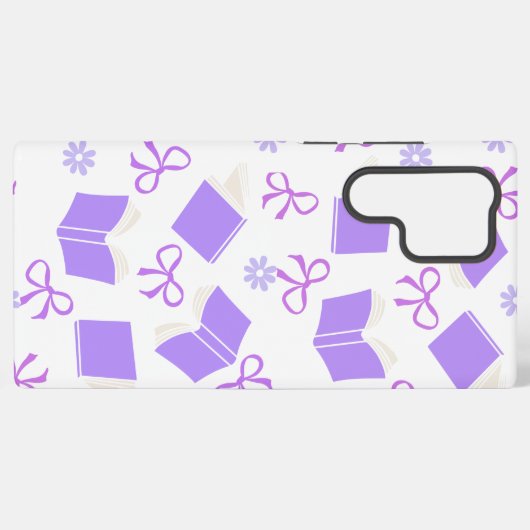 Cute Purple Dreamy Books & Bows Pattern Samsung Galaxyケース (裏面横)