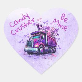 Cute Purple Dump Truck Valentine  ハートシール