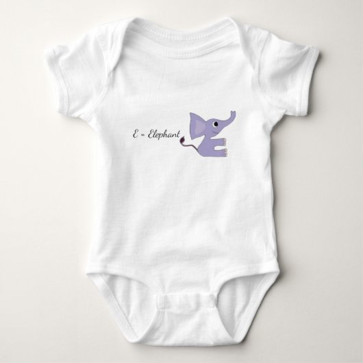 Cute Purple Elephant Baby Bodysuit - E-Elephant In ベビーボディスーツ (正面)