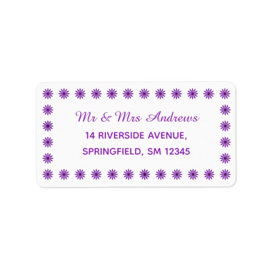 Cute Purple Flower Frame Custom ラベル (正面)