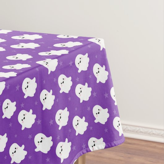 Cute Purple Ghost Pattern – Halloween Design テーブルクロス (インサイチュ)