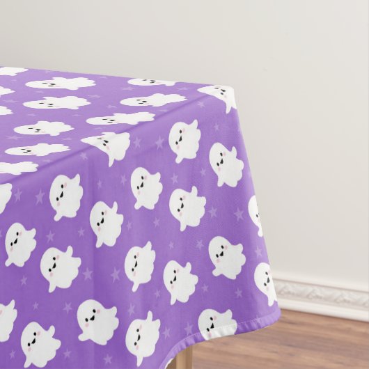 Cute Purple Ghost Pattern – Halloween Design テーブルクロス (インサイチュ)