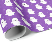 Cute Purple Ghost Pattern – Halloween Design ラッピングペーパー (ロールコーナー)