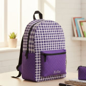 Cute Purple Gingham Personalized Backpack プリントバックパック
