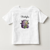 Cute Purple Green Fluffy Monster Buddy トドラーTシャツ (正面)