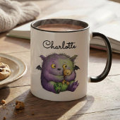 Cute Purple Green Fluffy Monster Buddy マグカップ