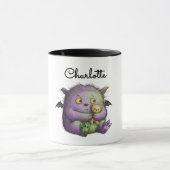 Cute Purple Green Fluffy Monster Buddy マグカップ (中央)