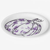 Cute Purple Halloween Icons in Pumpkin ペーパープレート (アングル)
