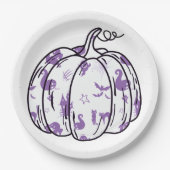 Cute Purple Halloween Icons in Pumpkin ペーパープレート (正面)