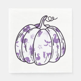 Cute Purple Halloween Icons in Pumpkin Luncheon スタンダードランチョンナプキン