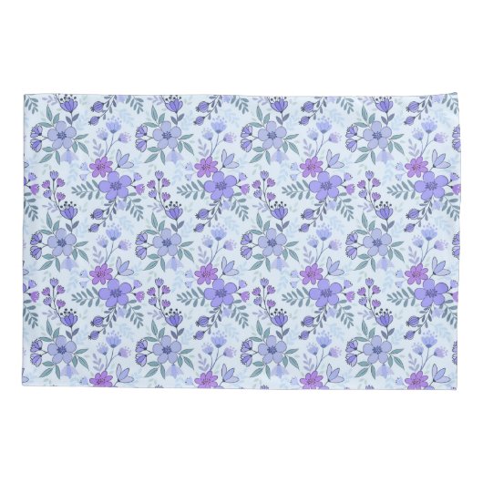 Cute Purple Hand Drawn Florals Pillow Case 枕カバー (裏面)