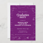 Cute Purple Math Hand-Lettering Photo Graduation 招待状 (正面)