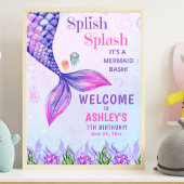 Cute Purple Mermaid Tail, Girl's Birthday Party ポスター