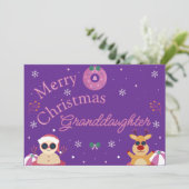 Cute Purple Merry Christmas Granddaughter  シーズンカード (スタンド正面)