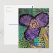 Cute Purple Mixed Media Flower ポストカード (正面/裏面)
