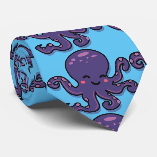 Cute Purple Octopus Thunder_Cove ネクタイ (ロール)