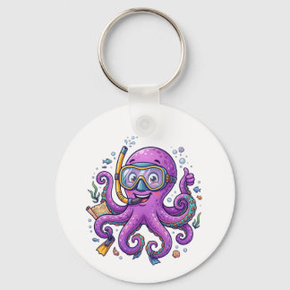 Cute Purple Octopus Treasure Hunter キーホルダー