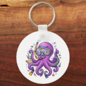 Cute Purple Octopus Treasure Hunter キーホルダー (裏面)