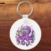 Cute Purple Octopus Treasure Hunter キーホルダー (正面)