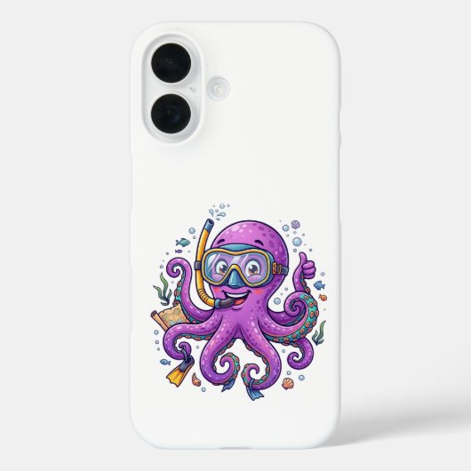 Cute Purple Octopus Treasure Hunter Case-Mate iPhoneケース (裏面)