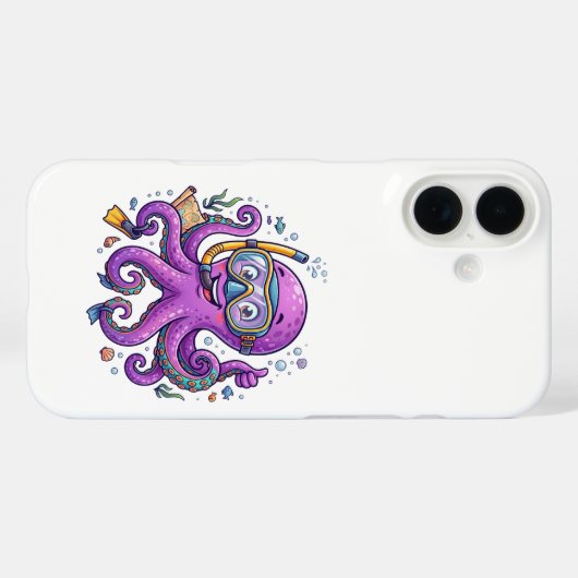 Cute Purple Octopus Treasure Hunter Case-Mate iPhoneケース (裏面 (横))