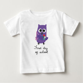 Cute, purple owl, owlet "First day of school" ベビーTシャツ