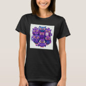 Cute Purple Owls Illustration Minimal Unique Big E Tシャツ (正面)