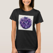 Cute Purple Owls Illustration Minimal Unique Big E Tシャツ (正面)