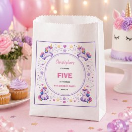 Cute Purple Pastel Magic Unicorn 5th Birthday フェイバーバッグ