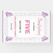 Cute Purple Pastel Magic Unicorn 5th Birthday 横断幕 (横)