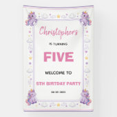 Cute Purple Pastel Magic Unicorn 5th Birthday 横断幕 (縦)