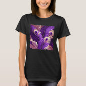 Cute Purple Peacock Feathers Illustration Birds Wo Tシャツ (正面)