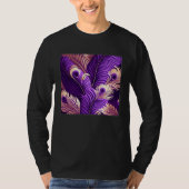 Cute Purple Peacock Feathers Illustration Birds Wo Tシャツ (正面)